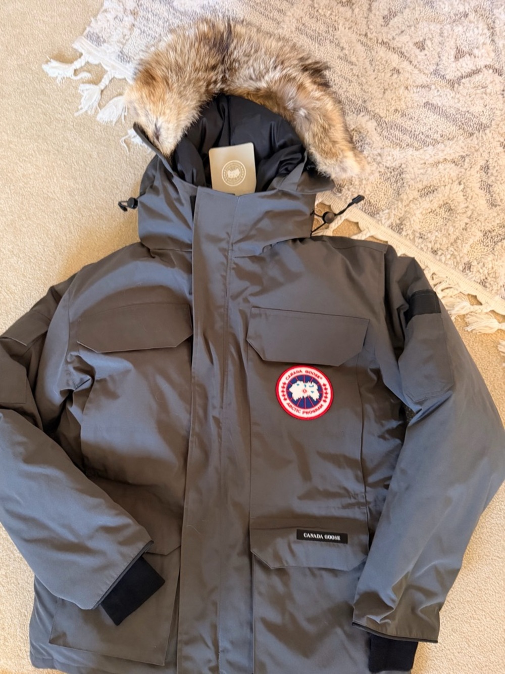 Canada Goose Men's Dark Gray “Expedition “Parka with Fur-Trim Hood